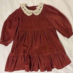 Little Cotton Clothes Mila Dress- Apple Butter Velvet size 4/5